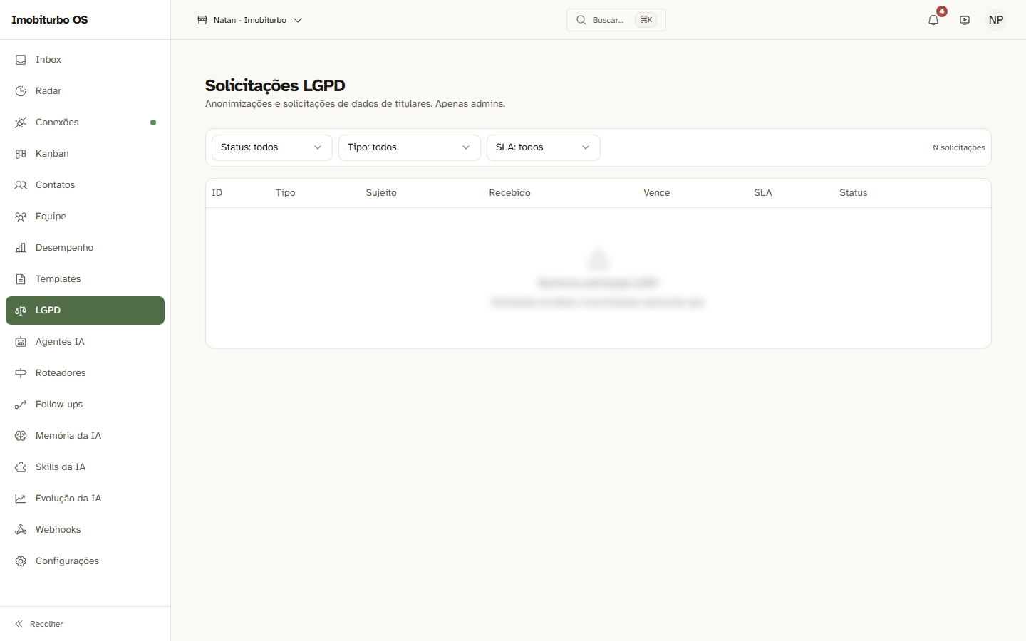 Solicitações LGPD